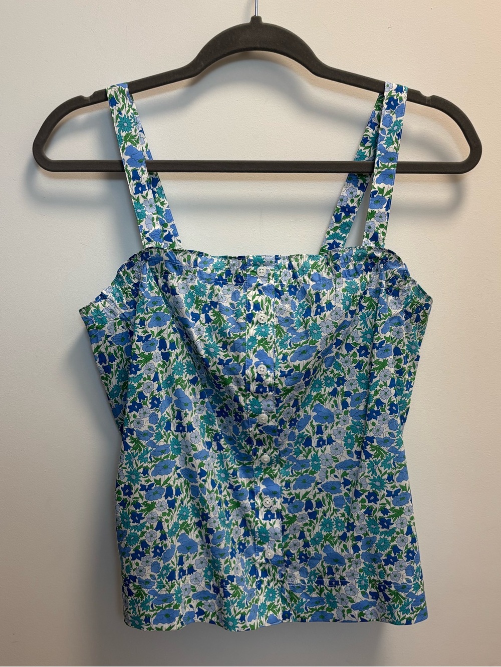 NWT J. Crew Liberty Fabric Cotton Floral Tank Top - Blue/Green Size XS